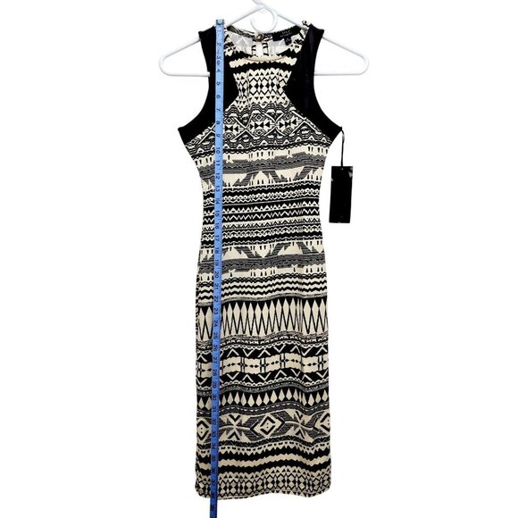 Tribal Print Sleeveless Midi Dress With Mesh Panel Detail Size S - Picture 3 of 13